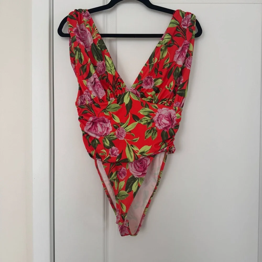 Zara Floral Bodysuit - Orange and Pink - Picture 2 of 6